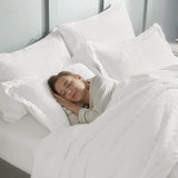 Oversized Queen Comforter Set White Seersucker 7 Pieces 98x98 Bed in a Bag Comforter Set with Sheets