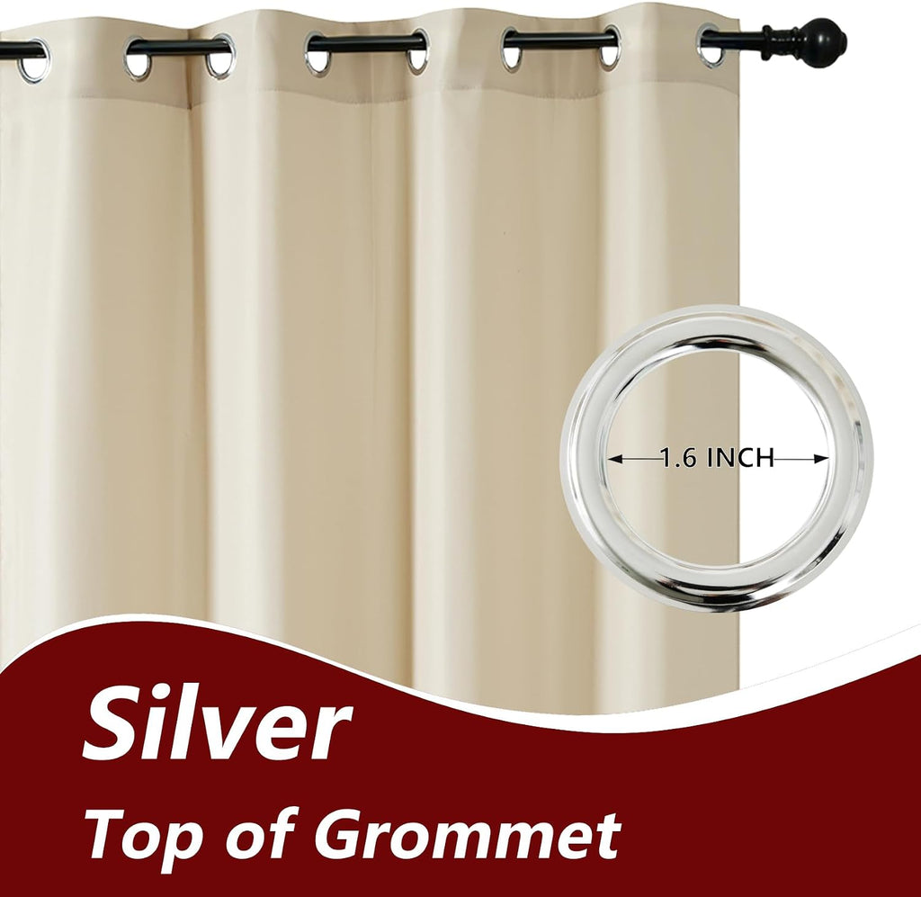 8 Panels Outdoor Curtains Waterproof - 52x84 Inches Cream Blackout Curtains, Polyester Weatherproof Privacy Drapes