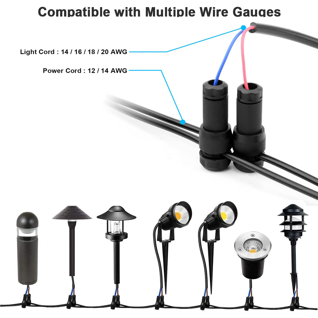 60 Pack Low Voltage Wire Connector Landscape Lighting Connectors Waterproof Low Voltage Connector 12-20 Gauge