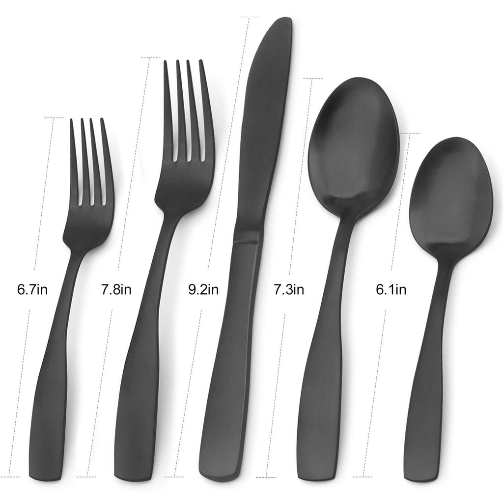 Matte Black Silverware Set, 20-Piece Stainless Steel Flatware Set, Kitchen Utensil Set Service for 4, Tableware