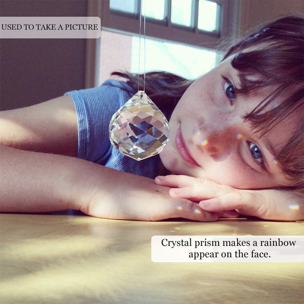 2 Pack Crystal Ball Prism Sun Shine Catcher Rainbow Pendants Maker, Hanging Crystals Prisms for Windows