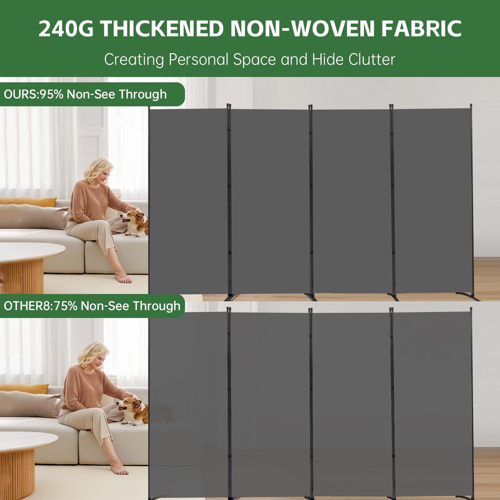 4 Panel Folding Room Divider, Sturdy Frame Freestanding Wall Divider