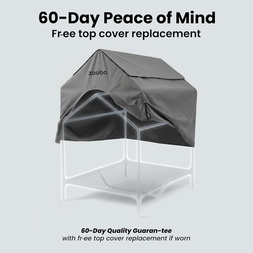 Large Dog House Outdoor, 36in Elevated 2-in-1 Cot & Canopy