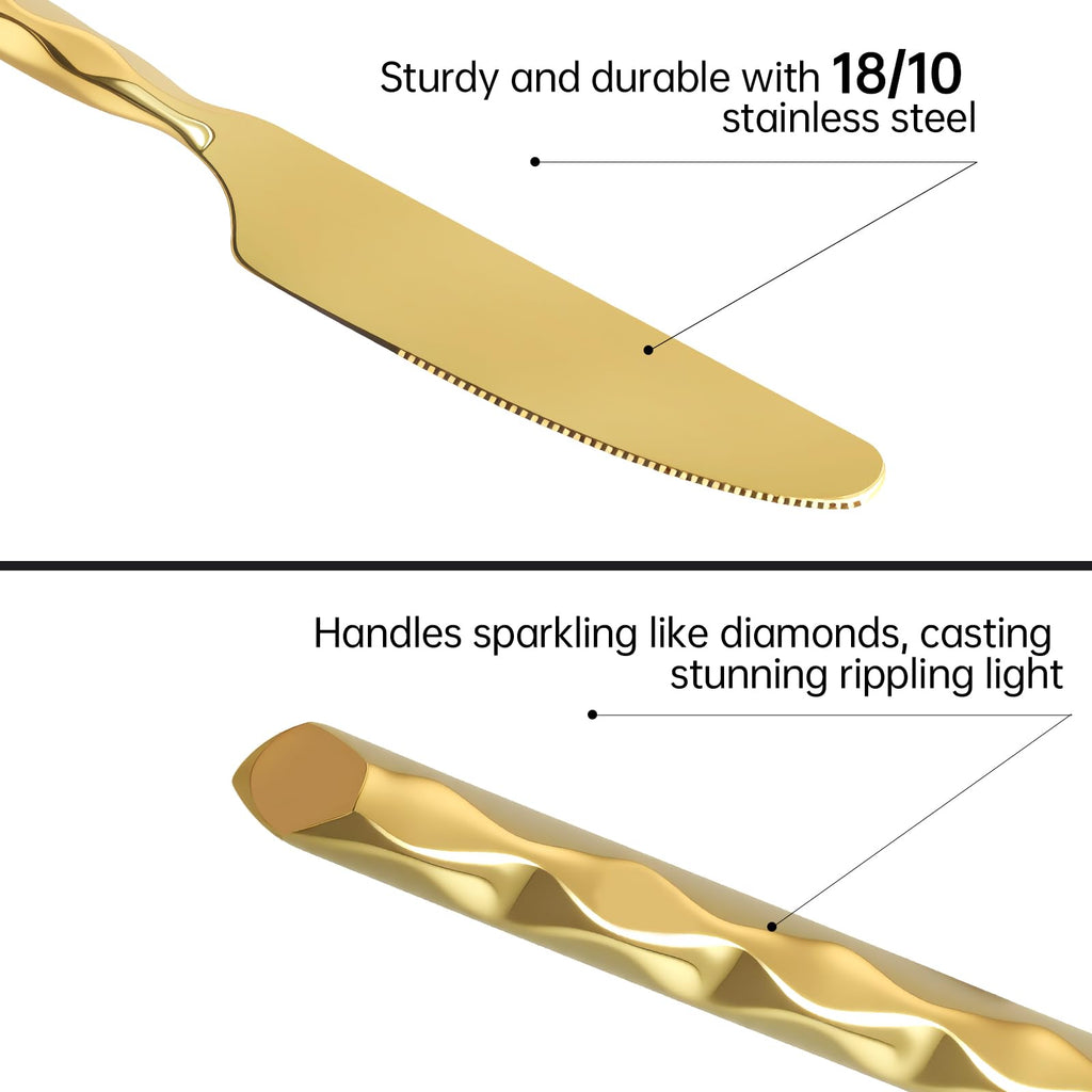 Gold Silverware Set Twisted Handle 40 Pieces Service for 8