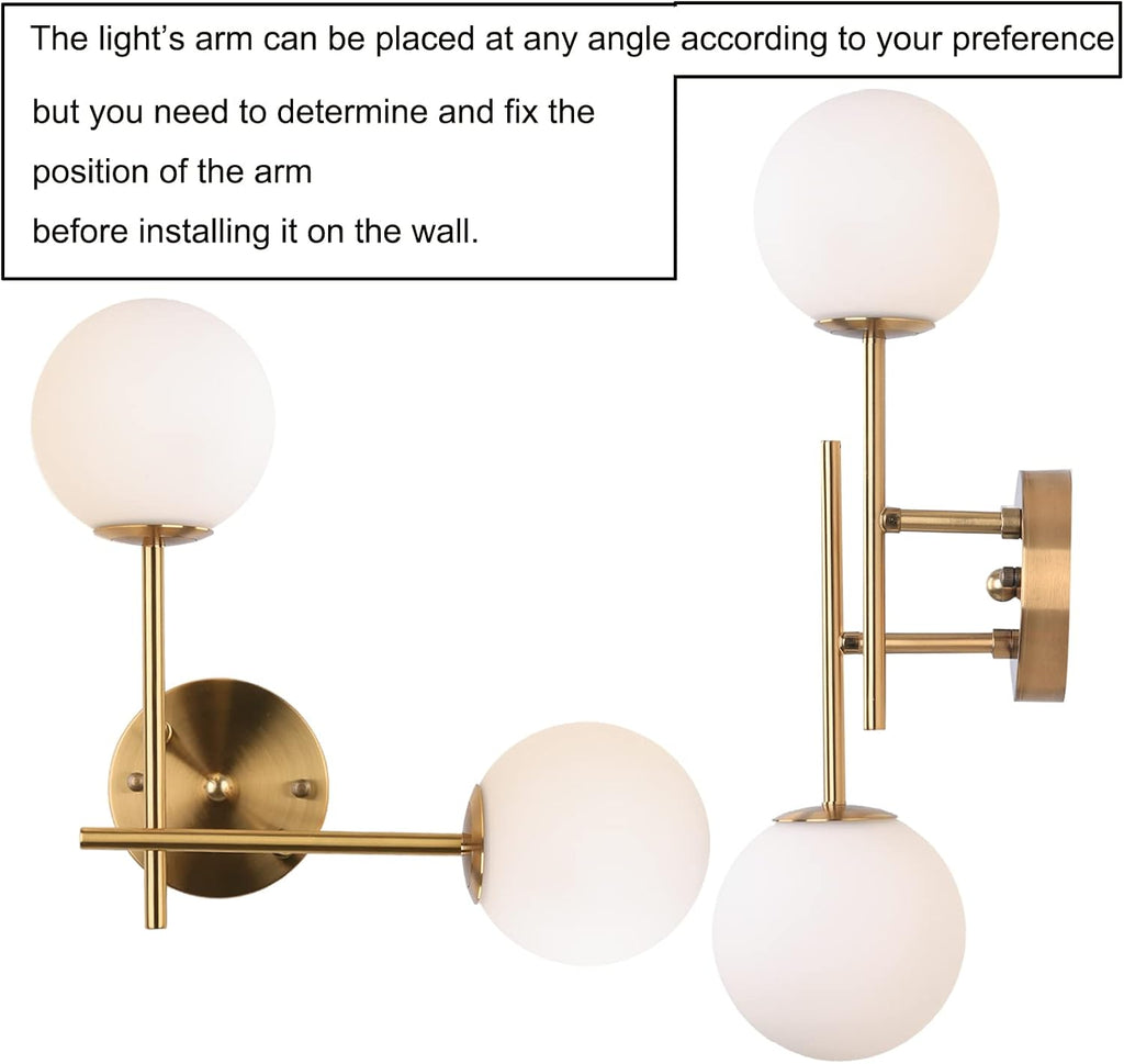 Gold Globe Wall Sconce, 7.5" W x 20" H, G9 Base, Compatible with LED or Halogen Bulbs, Perfect for Bathroom, Kitchen
