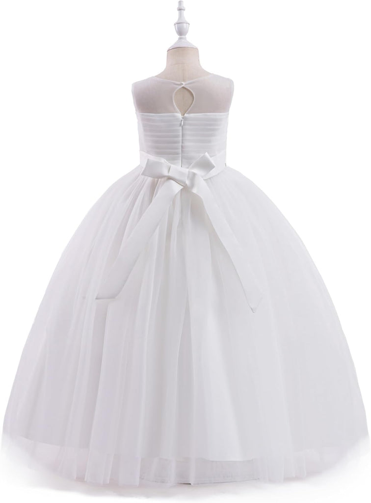 Flower Girl Wedding Dress Tulle Long A Line Holiday Birthday Party Ball Gown Girls Formal Pageant Maxi Dresses