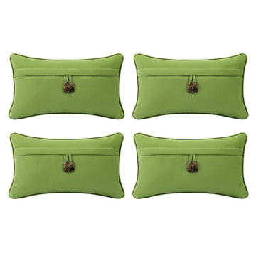 Outdoor Sunbrella Decorative Pillows with Coconut Button Pack of 4, 20" x 12" Outdoor Pillow Set for Couch Bed Throw