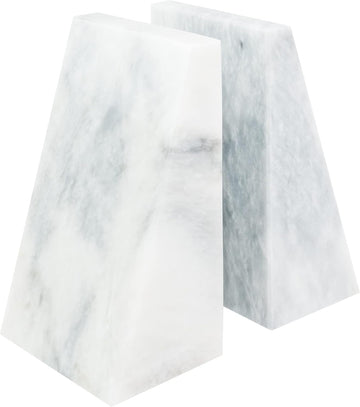 Polished Heavy Stone Marble 6" Book Ends for Bookshelf Decor, Home, Office or Kitchen Shelves. Heavy, Triangular, and