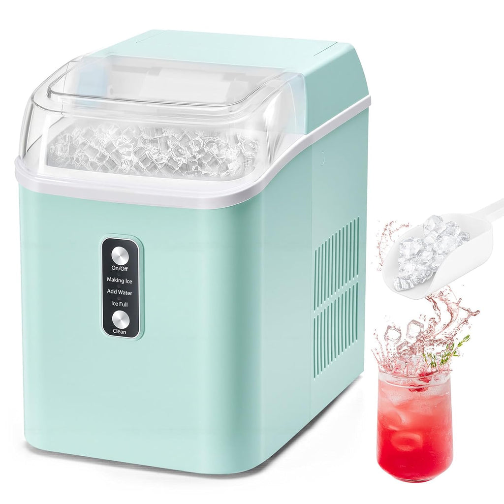 Nugget Ice Maker Countertop, Portable Ice Machine with 1.7L Water Tank, 26LBS/24H Fast Production, Auto-Cleaning &