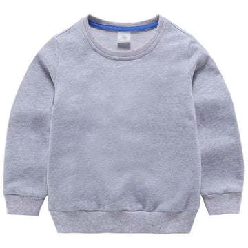 Toddler Boys Girls Solid Pullovers Sweatshirt Long Sleeve T-Shirt Kids Cotton Crewneck Thin Tops Blouse Gray 130