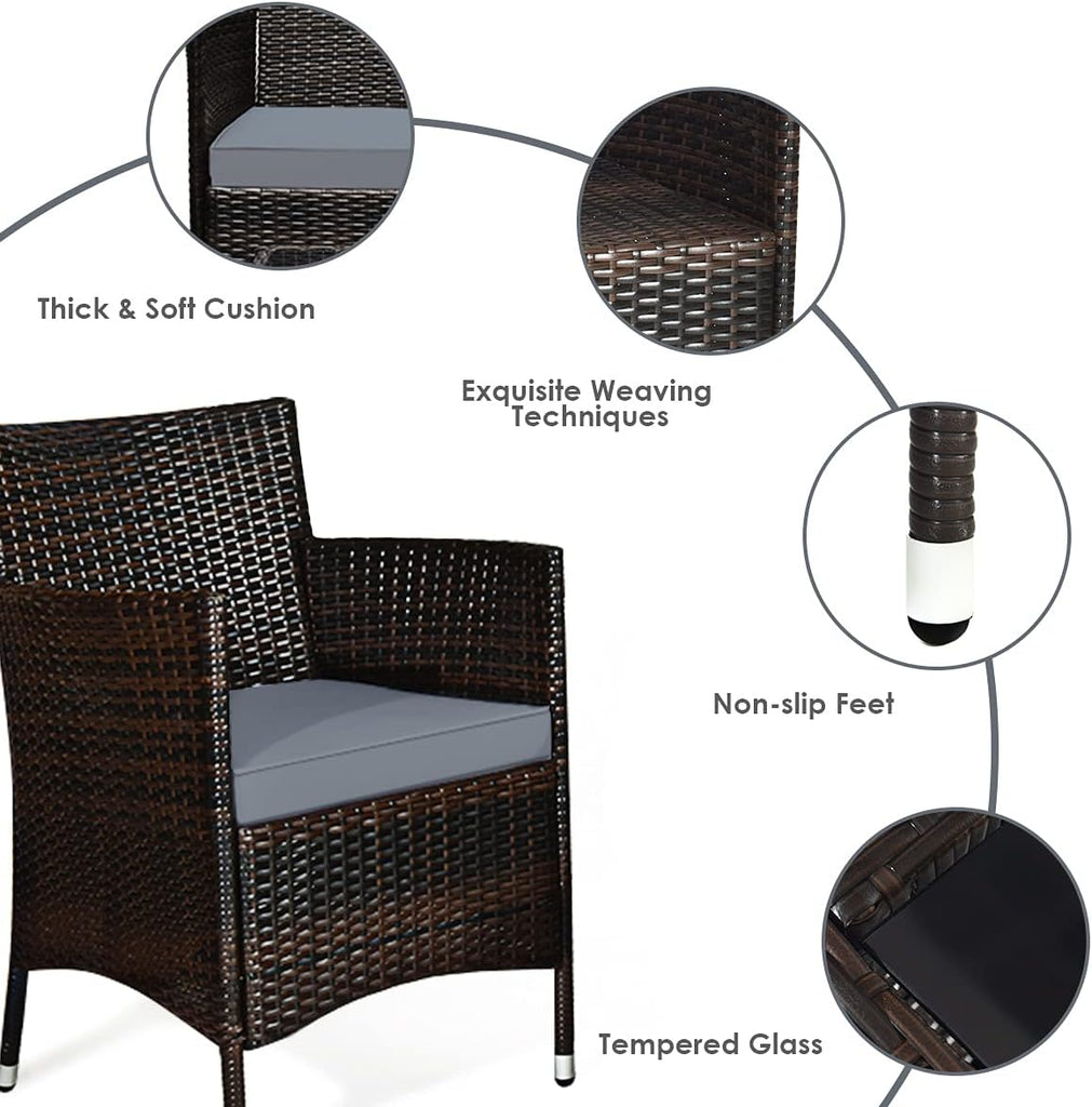 4-Piece Rattan Patio Set, Outdoor/Indoor Wicker Conversation Set for Pool, Backyard, Lawn