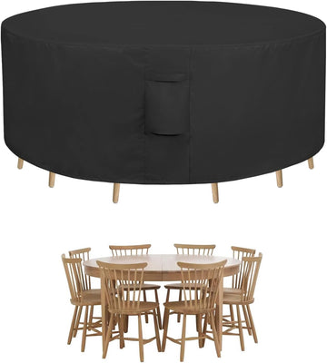 Round Patio Furniture Cover Waterproof Outdoor Dining Table and Chair Cover Anti-UV Outside Sectional Sofa Set Covers