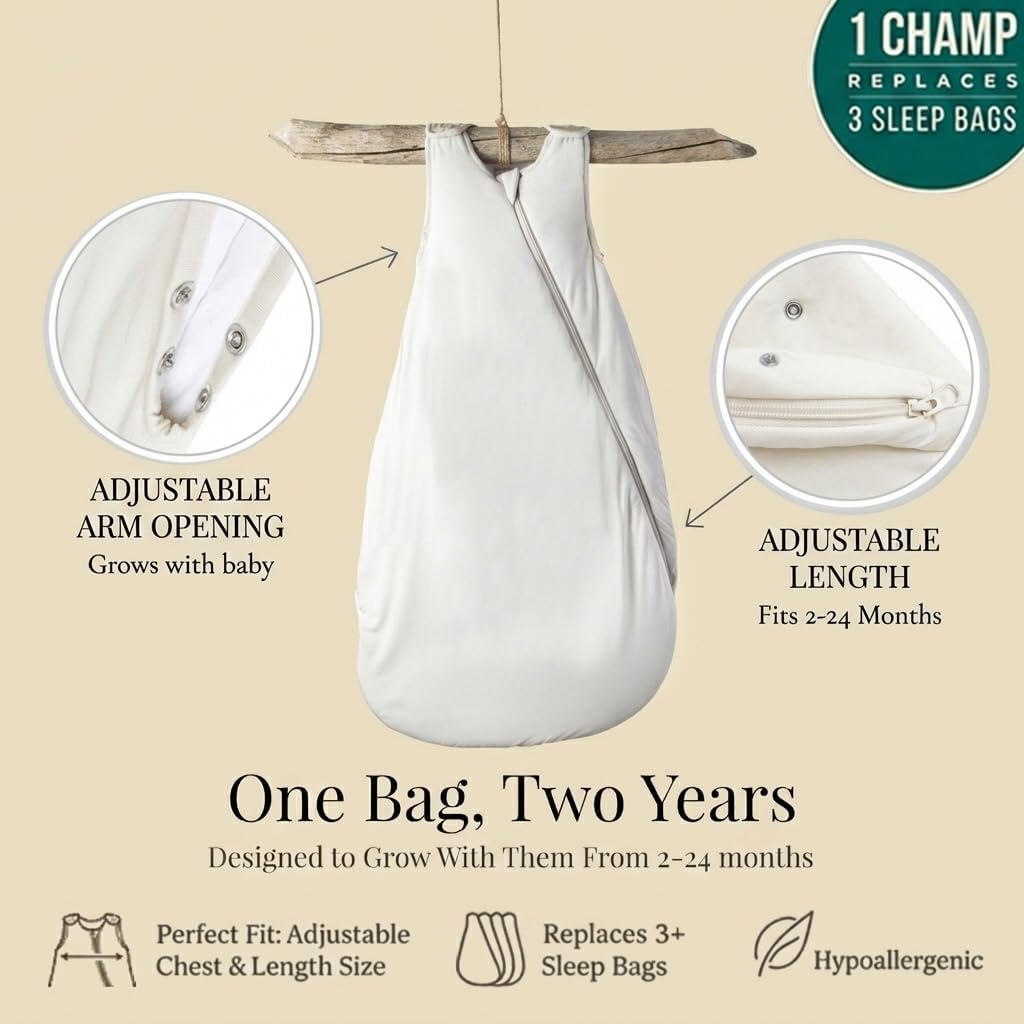 The Champ Bamboo Rayon Adjustable Baby Sleep Sack 1.0 TOG