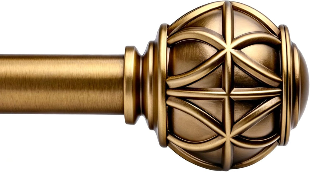 Antique Brass Curtain Rods for Windows,Adjustable Decorative Drapery Rods,Heavy Duty Curtain Rod