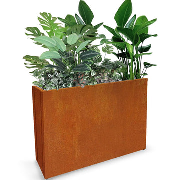 Metal Tall Long Planter Box Large Rectangular Planter Flower Pot with Drainage Holes for Indoor Outdoor Deck Porch