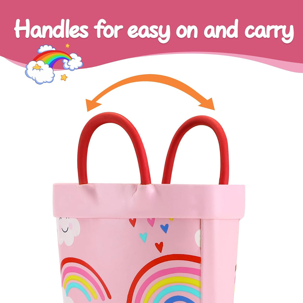 Kids Rain Boots Waterproof Printed Rubber boots with Handles