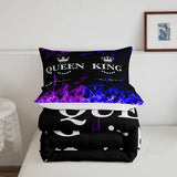 Feelyou King and Queen Crown Comforter Set Modern Chic Bedding Set King Duvet Insert All Season Sets for Couples 3