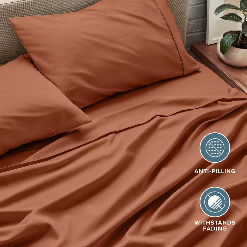 King Sheet Set - 1800 Ultra-Soft (King, Terracotta)