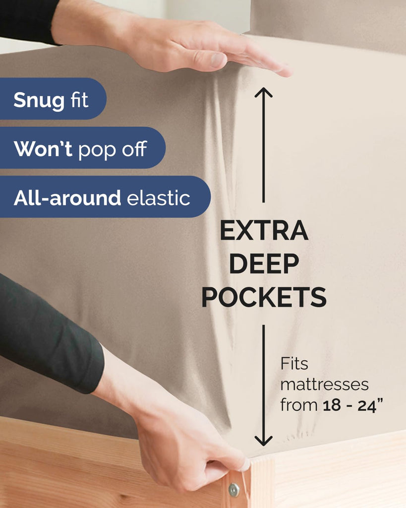 CGK Extra Deep Flex Top Split Head King Fitted Sheet Only - Wheat