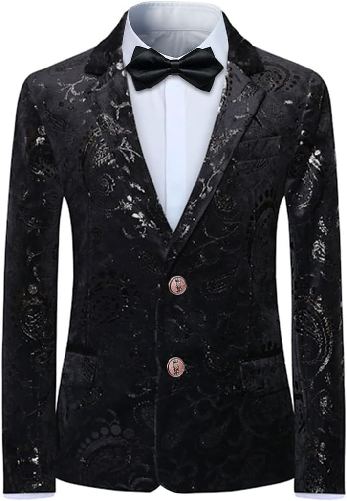 Boys Suit Formal Tuexdo Golden Jacquard Slim Fit 2 Pieces Suit Set Jacket Pants for Wedding Prom Party
