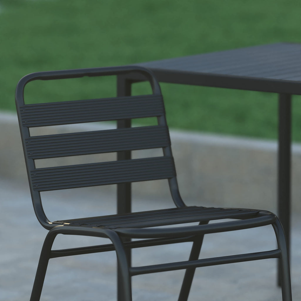 Black Stacking Metal Dining Chair