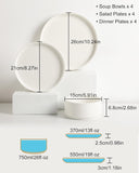 Porcelain Dinnerware Sets for 4, 12 Pieces Ceramic Plates and Bowls Set