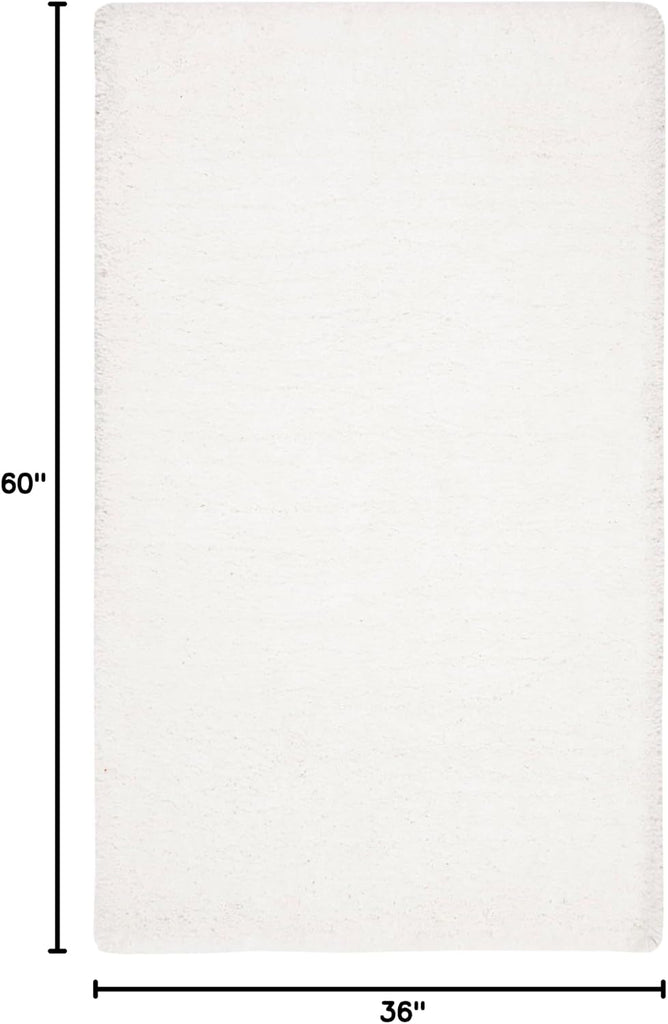 Ultimate Shag Collection Accent Rug, Ivory, Handmade Solid, 1.6-inch Thick Ideal for High Traffic Areas