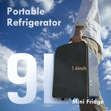 9L Mini Fridge for Bedroom - Car, College Dorm Room & Office Desk 12v Portable Cooler Warmer Skincare, Beauty Makeup
