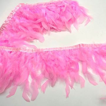Turkey Feathers Fringe Trim for Party Clothing DIY Sewing Crafts Decoration Pack of 2 Yards (Pink)