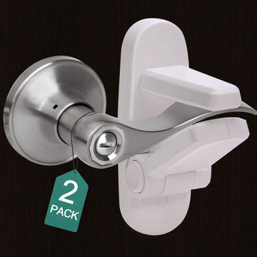 Child Proof Door Lever Lock,ABS with 3M Adhesive Backing,2 Pack