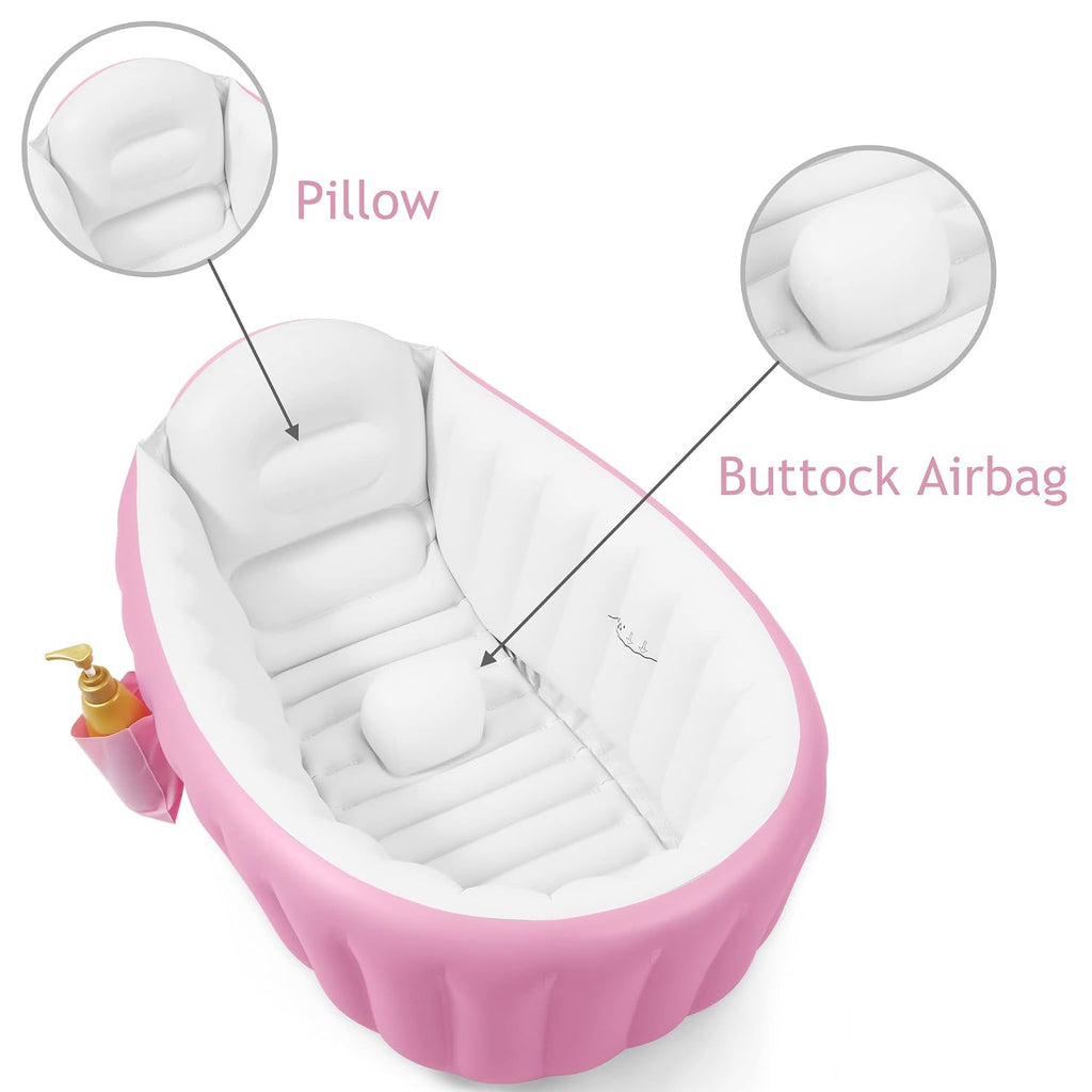 Baby Inflatable Bathtub, Portable Travel Baby Infant Bath Tub Toddler Bathtub with Air Pump, Foldable Non-Slip Shower