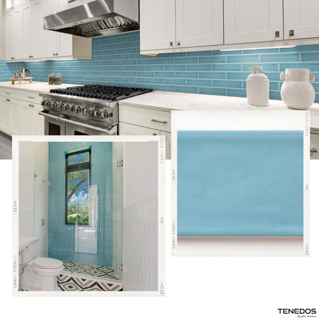 Larissa 3x12 Coral Blue Glossy Ceramic Subway Tile - 12.6 Sq Ft