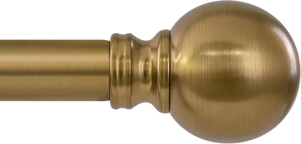 Warm Gold Curtain Rods for Windows Small 1" Diameter Short Adjustable Heavy Duty Antique Brass Metal