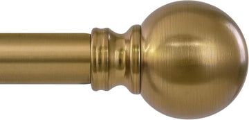 Warm Gold Curtain Rods for Windows Small 1" Diameter Short Adjustable Heavy Duty Antique Brass Metal