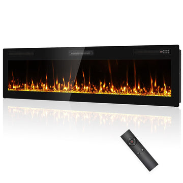 2025Newly Upgraged 72 inch Ultra Thin Electric Fireplace Inserts and Wall Mounted with Remote Control & Touch Screen