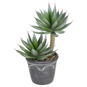 Large Artificial Succulent Plants Fake Agave Succulents Potted 13" Faux Plant in Vintage Cement Pot Succulent Aloe
