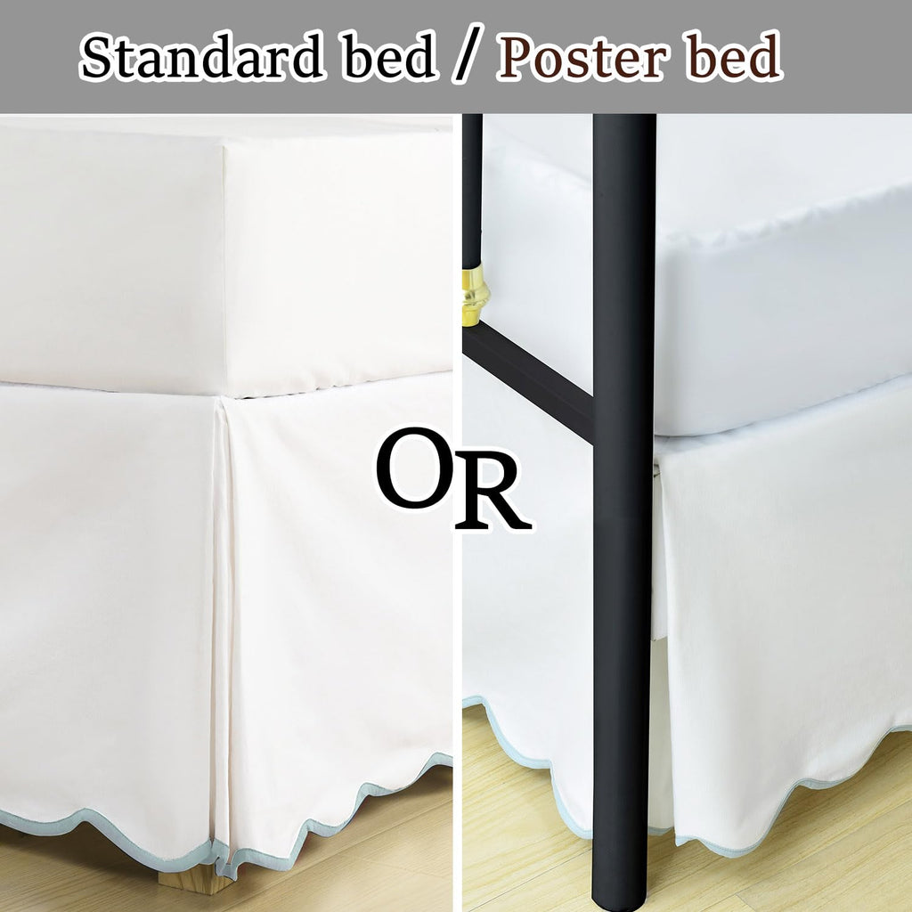 Chic 12'' Queen BedSkirts Scallop Edge Pleated Dust Ruffle