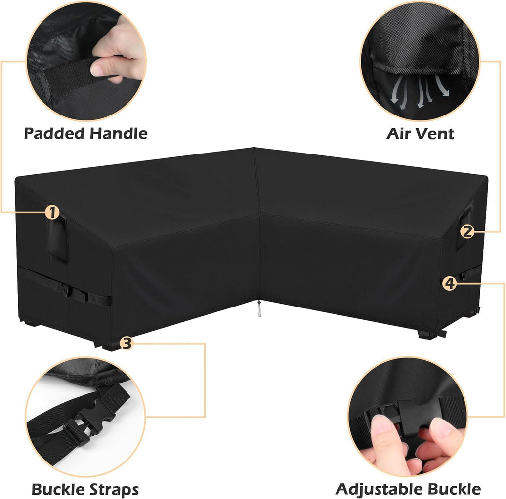 Outdoor V-Shaped Sectional Couch Cover 85 x 85 inch | Fit 83"x83",84"x84",85"x85" L-Shaped Sofa,Waterproof Patio