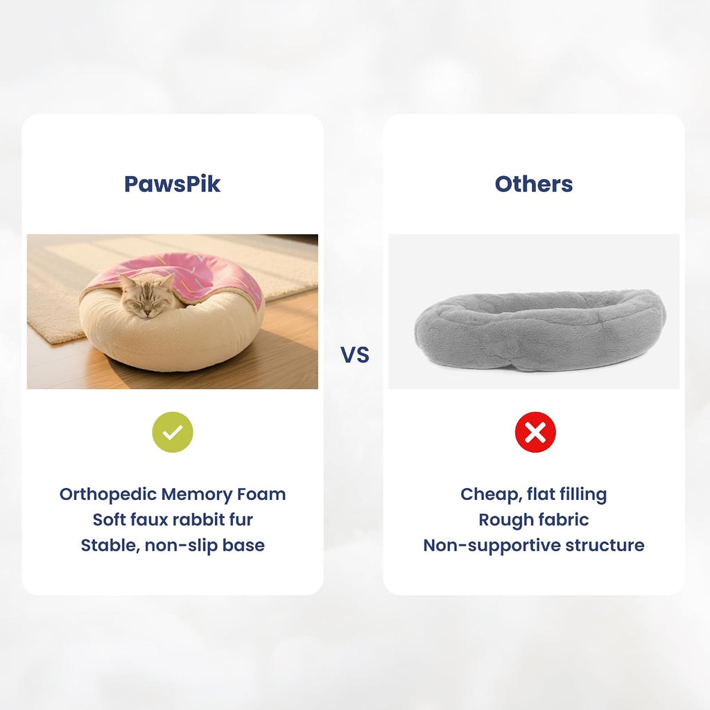 Orthopedic Memory Foam Donut-Themed Plush Bolster Cat & Dog Bed