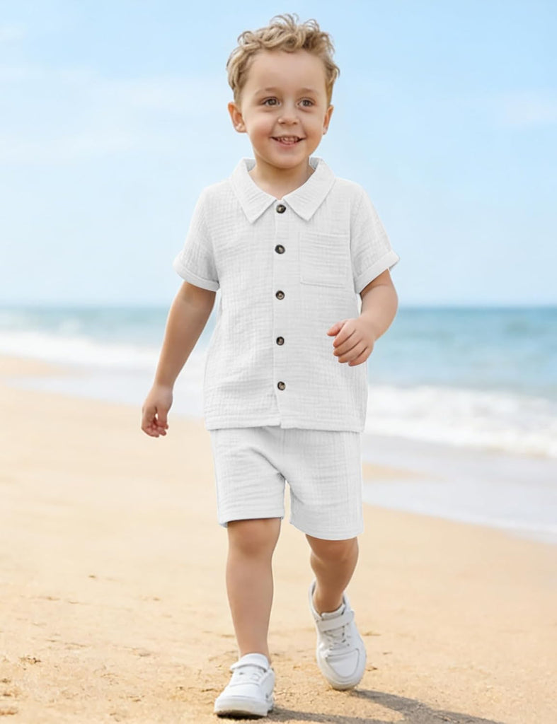 Baby Boys Cotton Gauze Shirt/Shorts Sets Toddler Clothes Outfit 2PC