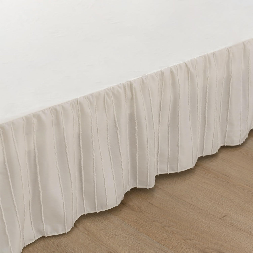 Bed Skirt - Ruffled Bed Skirt - with Split Corners - Ivory