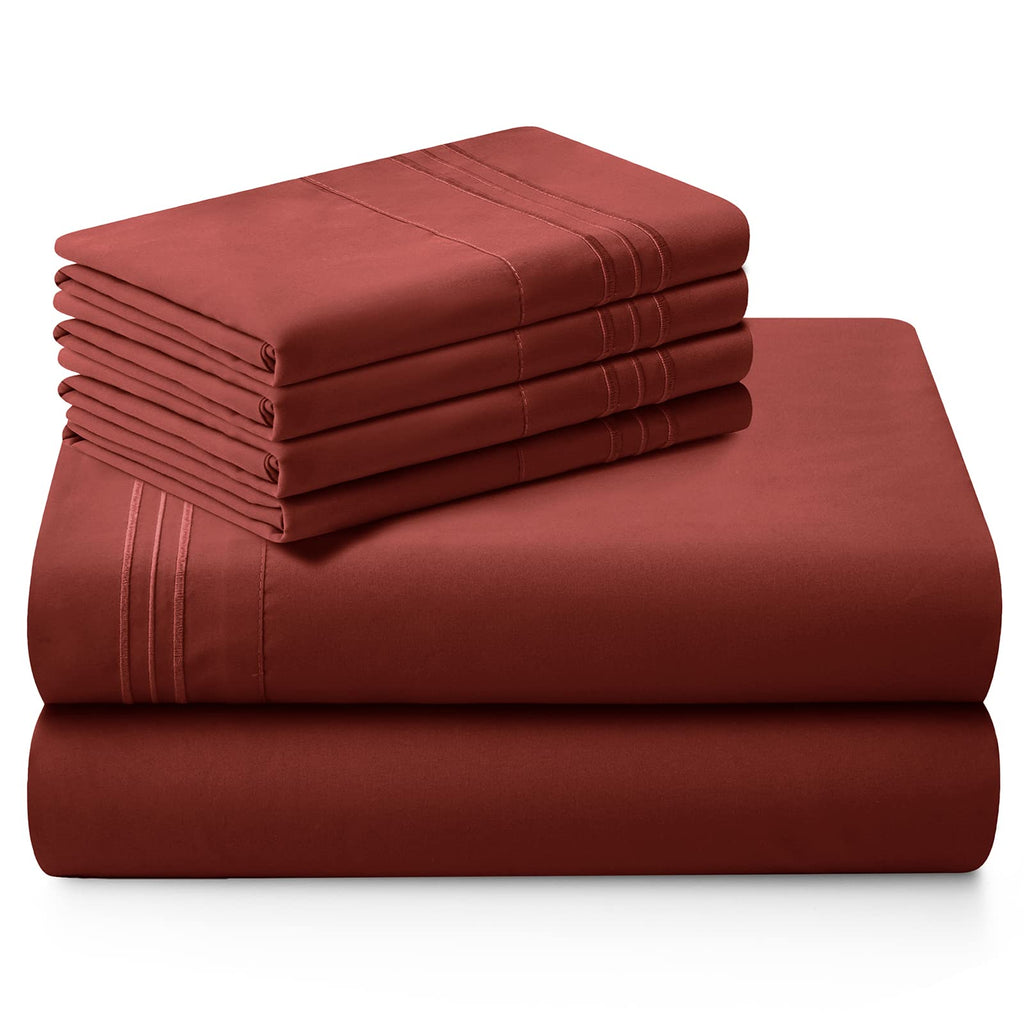Extra Deep Pocket King Sheets Rust, 6 Pieces Sheet Set