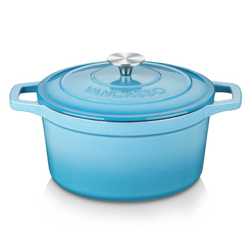 7.5 Qt Round Enameled Cast Iron Dutch Oven with Lid, Blue