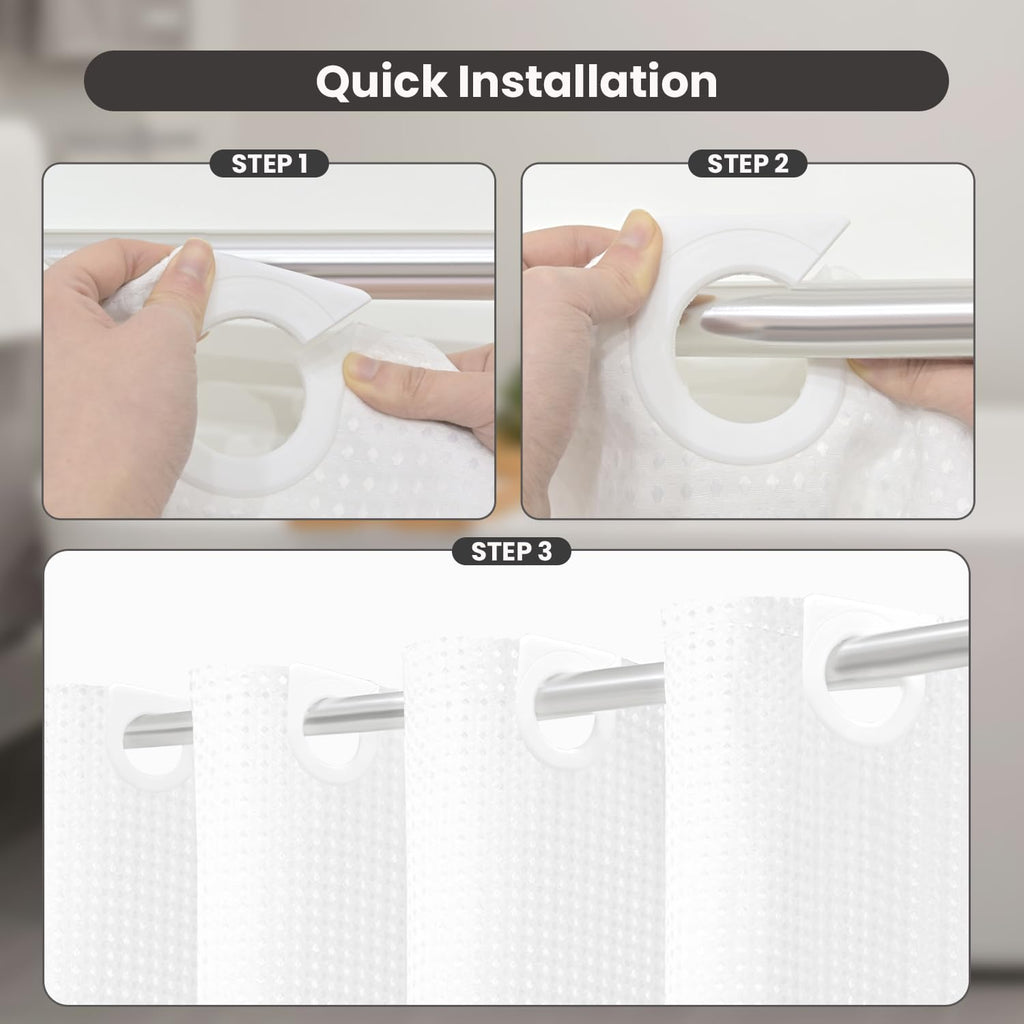 No Hook Shower Curtain with Removable Snap-in Liner, Waffle Weave 230 GSM Polyester, Weighted Hem, Water Repellent