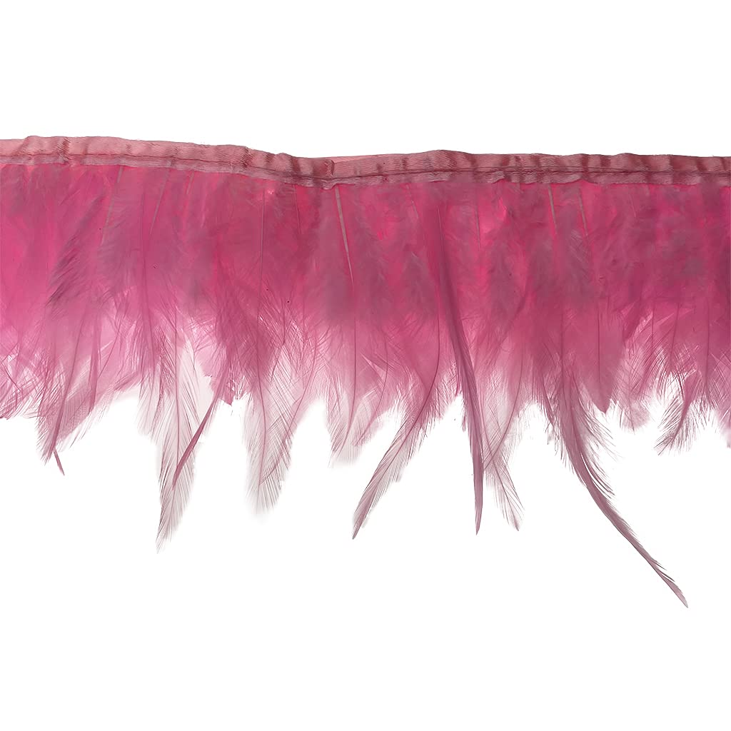 Pink 2Yard Rooster Hackle Feather Fringe Trim 4-6inch in Width for DIY Costume Sewing Craft Decor Dress Accessories