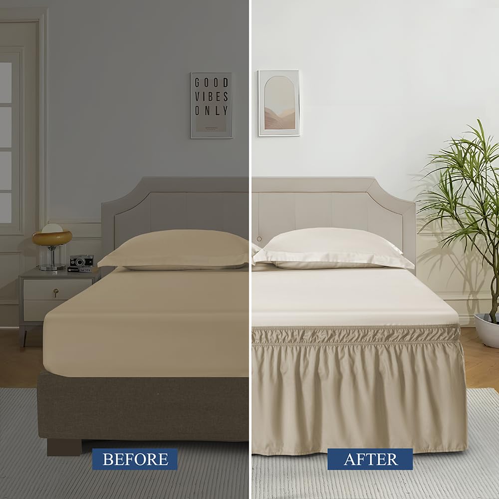 Taupe Wrap Around Bed Skirt, 18" Drop