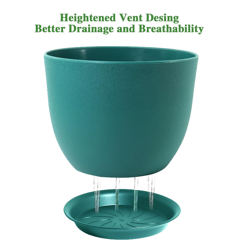 12inch Large Plant Pot, Modern Plastic Planter with High Driange Holes and Saucer for Indoor Outdoor Garden Plants