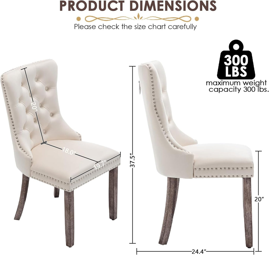 Kiztir Velvet Dining Chairs Set of 4, Upholstered Dining Room Chairs with Ring Pull Trim and Button Back