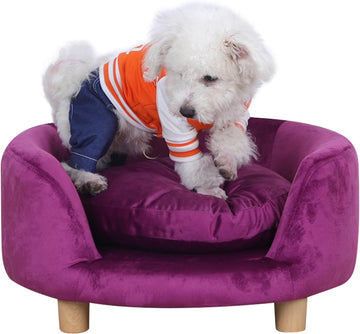 Cat Sofa Beds, Dog Sofa Chair, Pet Sofa, Small Dog Beds, Puppy Bed, Wooden Frame and Velvet Fabric and Washable