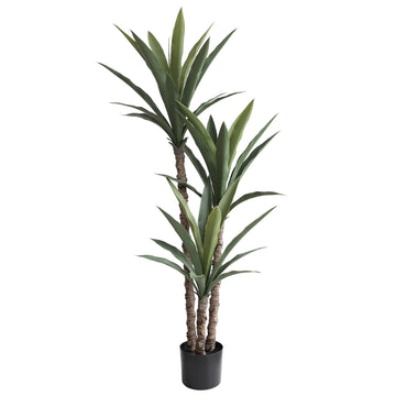 Artificial Agave Tree 4.5Ft Faux Agave Plant with 3 Heads Silk Faux Tree in Plastic Pot Garden Office Decor